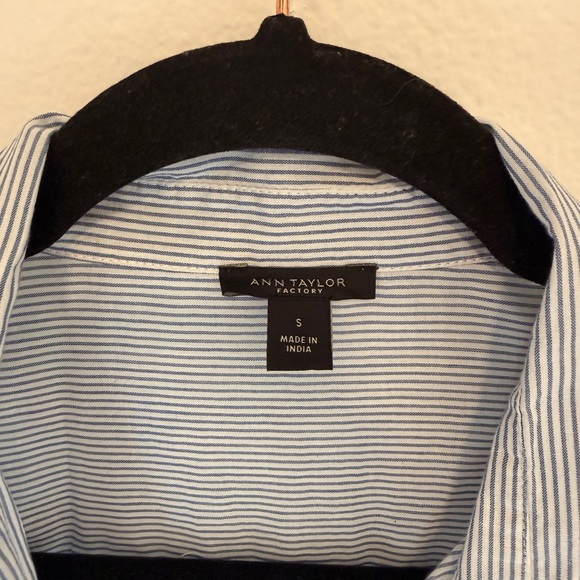 Ann Taylor Blue and White Striped Shirt - Picture 3 of 4